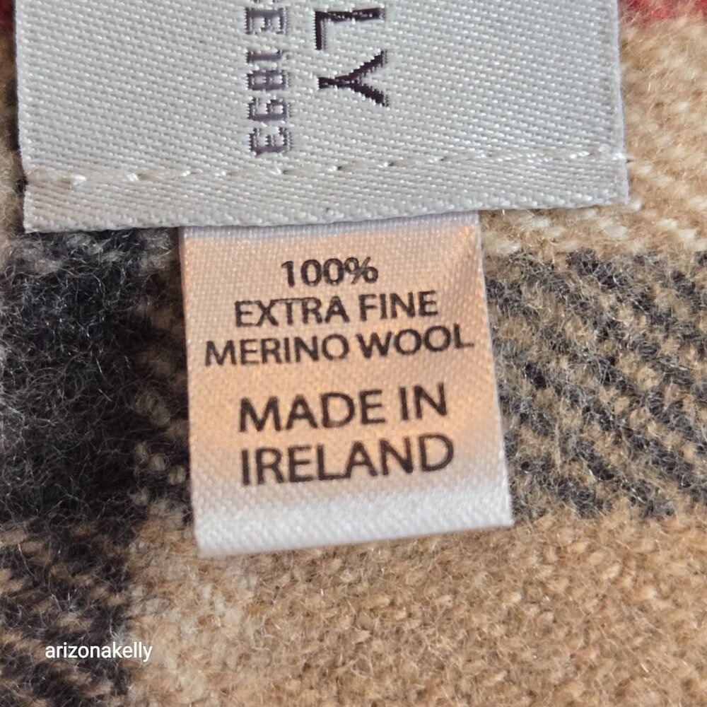 NWT Extra Fine Merino Wool Plaid Scarf Made in Ireland - Picture 8 of 8